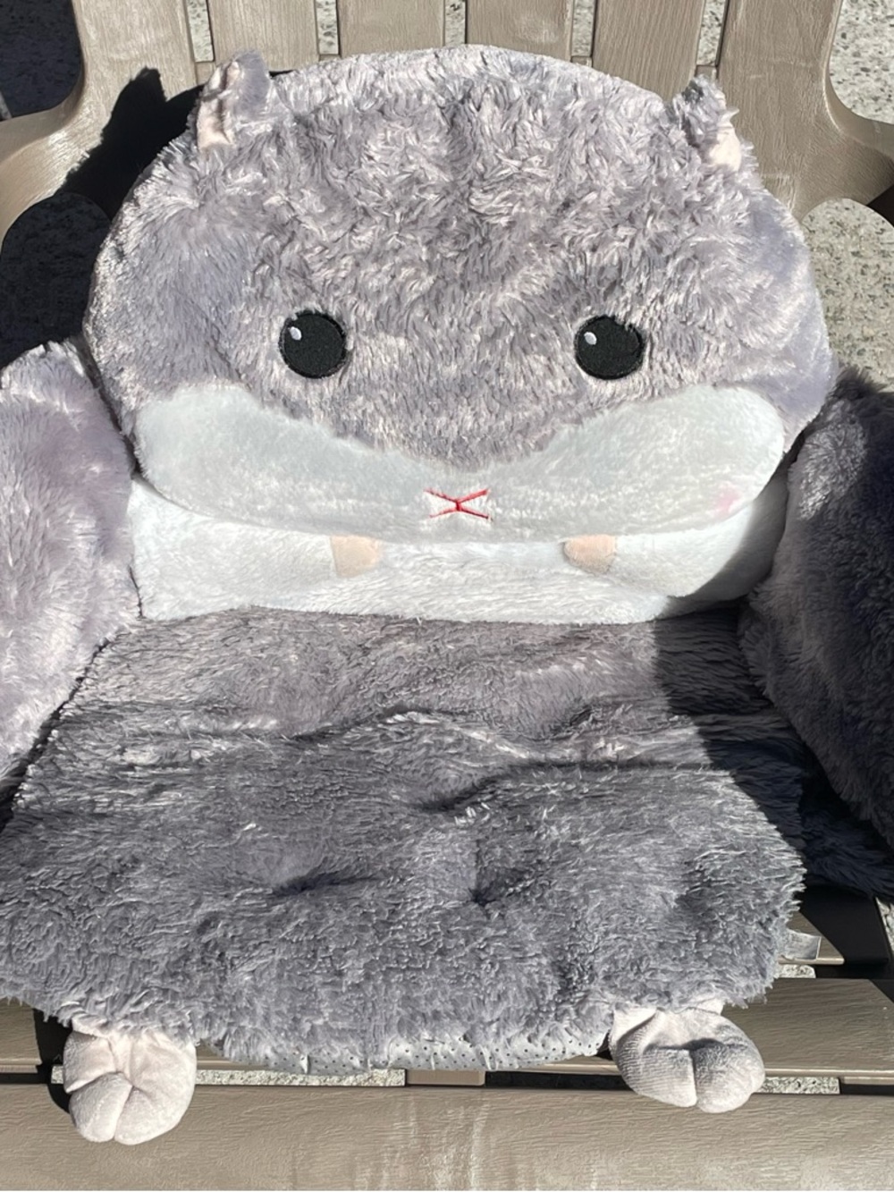 Plush Gray Hamster Seat Cushion